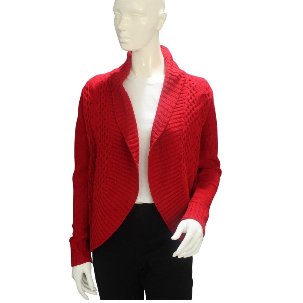 Faded Glory Red Shawl Collar Knit Cardigan Sweater NWT Size L